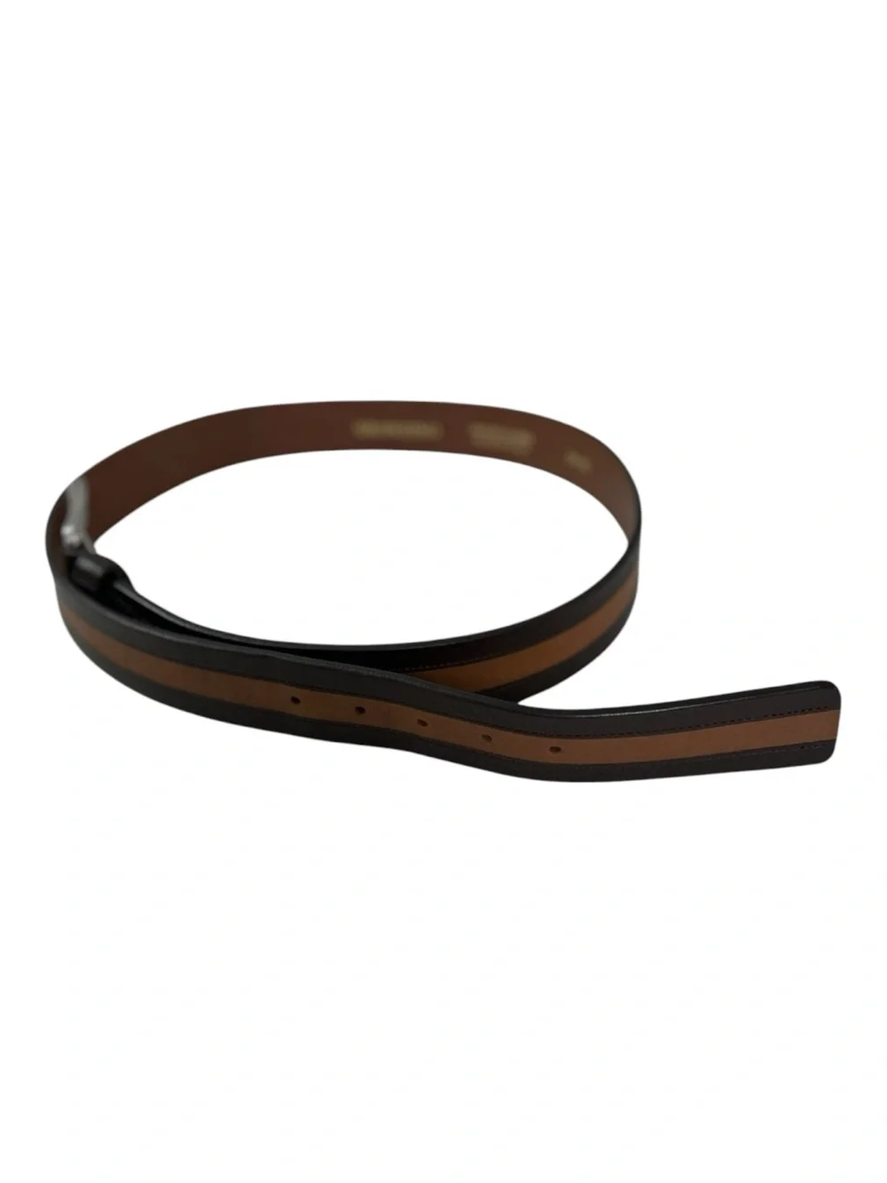 Bronzino Italy Genuine Leather Two-Tone Striped Belt - Size 38/95